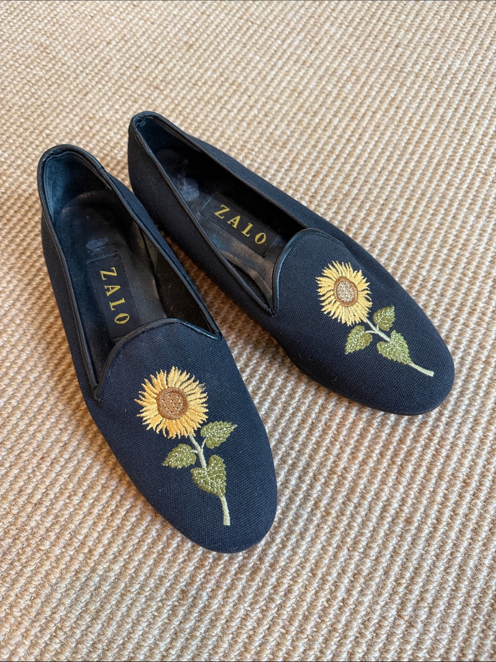 ZALO Sunflower Canvas Embroidered Loafers